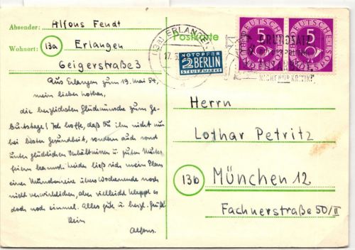 BRD 125 auf Postkarte als Mehrfachfrankatur portogerecht #HW999