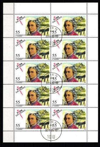 Österreich 2603 gestempelt Kleinbogen 250. Geburtstag W. Amadeus Mozart #HY888