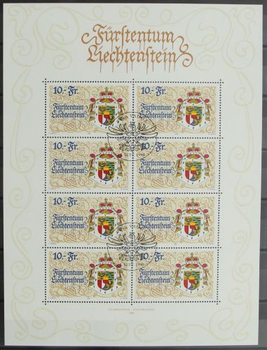Liechtenstein 1136 gestempelt als Kleinbogen, Ersttagssonderstempel #HR581