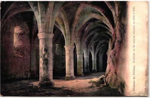 AK Château de Chillion Souterrain oú fût enfermé Bonivard 1906 gebraucht #PM686