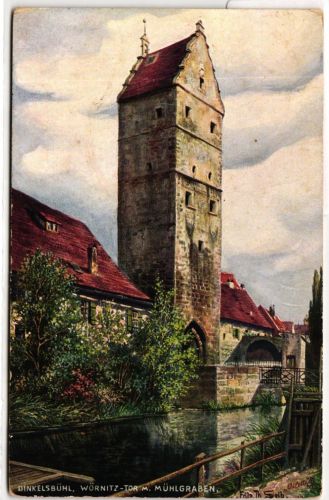 AK Dinkelsbühl Wörnitz-Tor m. Mühlgraben ungebraucht #PN007