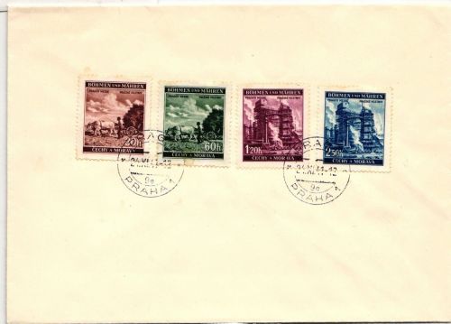 Böhmen und Mähren 75-78 auf Brief Sonderstempel Prag 1, nicht gelaufen #ID753