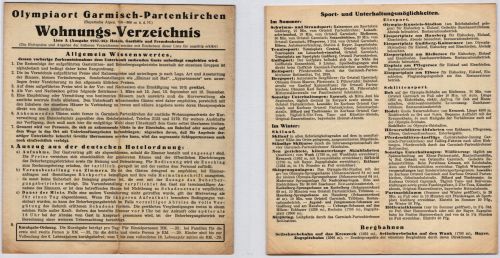Wohnungs-Verzeichnis Olympiaort Olympische Winterspiele 1937 #IE520