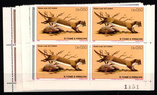 Sao Tome e Principe 673-678 postfrisch Viererblocks Tiere #IB117