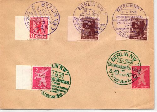 Berlin und Brandenburg 3 A - 5 A auf Brief mit Sonderstempeln #IK046