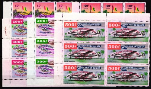 Guinea 49-53 postfrisch als 6er Einheit Eckrand, Olympia 1960 Rom #IA569