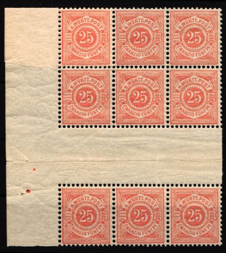 Württemberg 57 ZS postfrisch 9er Block mit 3x Zwischensteg #IK289