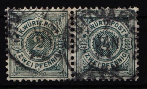 Württemberg 60 gestempelt waagerechtes Paar, Vollstempel #IK455