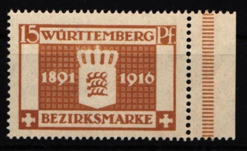 Württemberg 126 postfrisch vom Seitenrand #IK467