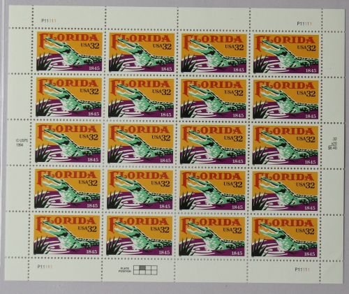 USA 2545 postfrisch Bogen 150 Jahre Staat Florida Alligator #IB517