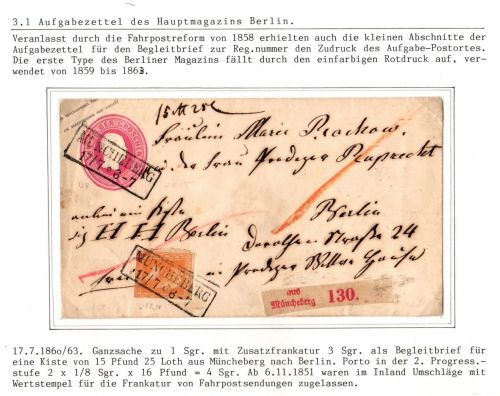 Preußen Ganzsache als Paketbegleitbrief mit Aufgabezettel Hauptmagazin B #IB635