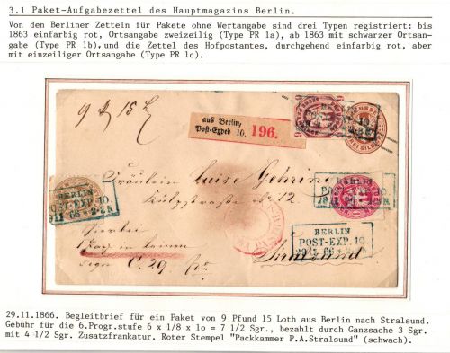 Preußen Ganzsache mit Zusatzfrankatur von 1866 als Paketbegleitbrief #IB639