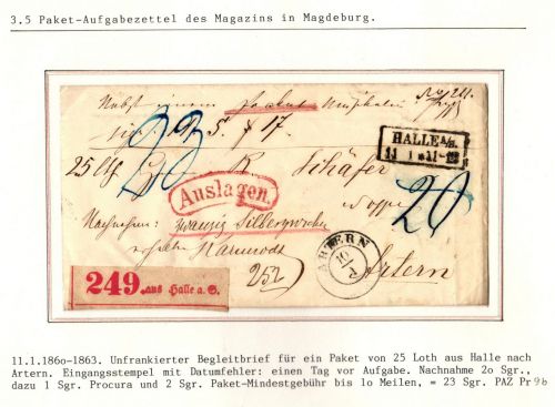 Preußen Paketbegleitbrief als Nachnahme mit Aufgabezettel #IB670