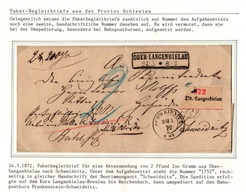 Norddeutscher Bund Paketbegleitbrief umspediert auf Bahnpost #IB685