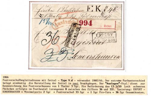 Norddeutscher Bund Paketbegleitbrief mit Postvorschuss Auslagen #IB752