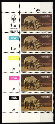 Südwestafrika 488 postfrisch Fünferstreifen Wildtiere #IP560