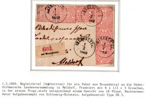 Norddeutscher Bund Paketbegleitbrief (Vorderseite) Brundbüttel - Meldorf #IB963