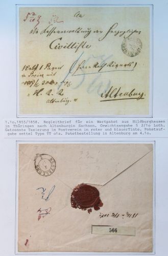 Thurn & Taxis Paketbegleitbrief Hildburghausen - Altenburg, Wertpaket #IB997