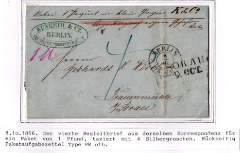 Preußen Paketbegleitbrief Wertpaket Berlin - Sorau, Aufgabezettel #IO518