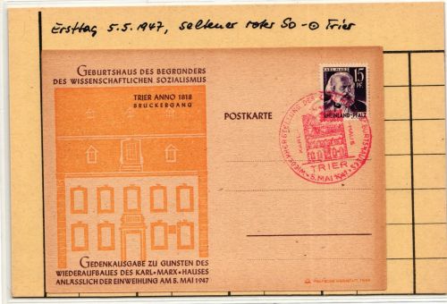 Französische Zone Rheinland-Pfalz 5 auf Postkarte #IS020