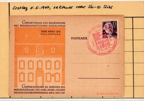 Französische Zone Rheinland-Pfalz 5 auf Postkarte #IS022