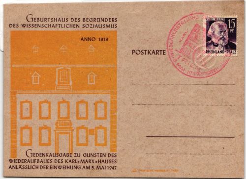 Französische Zone Rheinland-Pfalz 5 auf Postkarte #IS024