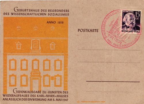 Französische Zone Rheinland-Pfalz 5 auf Postkarte #IS025