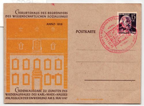 Französische Zone Rheinland-Pfalz 5 auf Postkarte #IS027