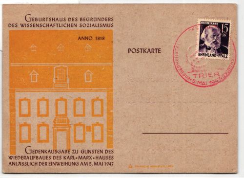 Französische Zone Rheinland-Pfalz 5 auf Postkarte #IS036