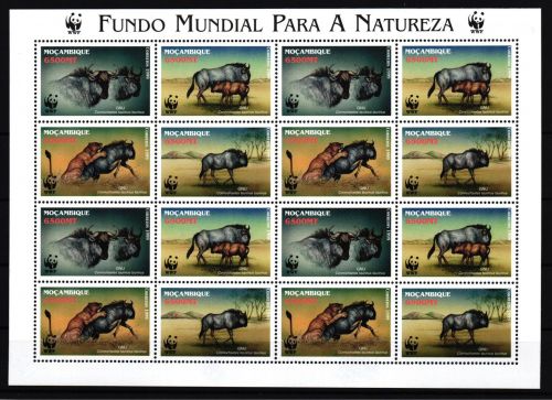 Mosambik 1575-1560 postfrisch als ZD-Bogen, Gnus WWF #IG251
