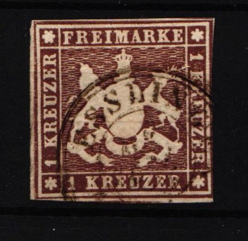 Württemberg 6 c gestempelt signiert H. Krause #IS123
