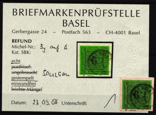Württemberg 3 y gestempelt