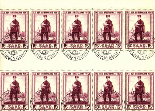 Saarland 361 ZS gestempelt 5 Zwischenstegpaare, Sonderstempel #IU235