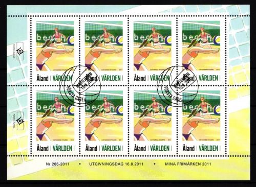 Aland 349 gestempelt Kleinbogen mit Ersttagsstempel / Volleyball #IH281