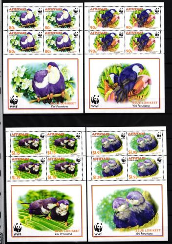 Aitutaki 772-775 postfrisch als Kleinbögen, Vögel, WWF #IG329