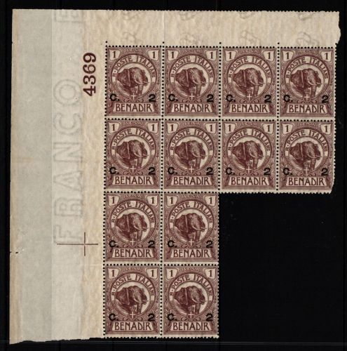 Italienisch-Somaliland 10 postfrisch Bogenteil mit 11 Marken Eckrand #IO603