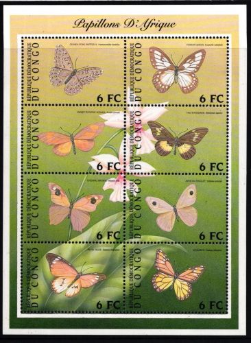 Kongo (Kinshasa) 1646-1653 postfrisch Kleinbogen / Schmetterling #HR996