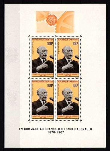Gabun Block 9 postfrisch Konrad Adenauer #IH529