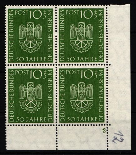 Bund 163 postfrisch Viererblock Eckrand ur Formnummer 2 #IQ589