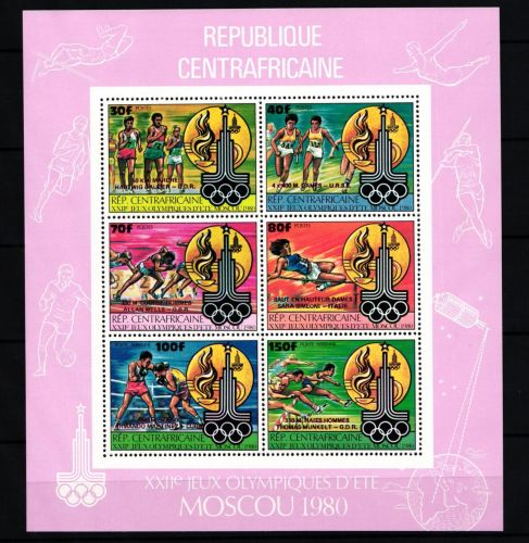 Zentralafr. Republik 726-731 postfrisch Kleinbogen Olympia 1980 Moskau #IQ781