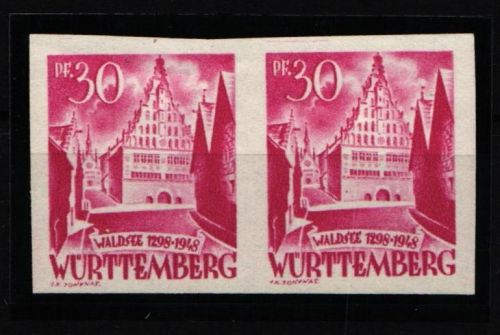 Französische Zone Württemberg 22 U postfrisch waagerechtes Paar ungezähnt #IV921