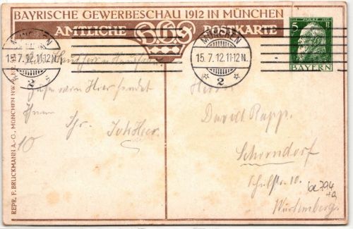Bayern PP 27/C 39 als Ganzsache Privatganzsache Gewerbeschau München #IV944