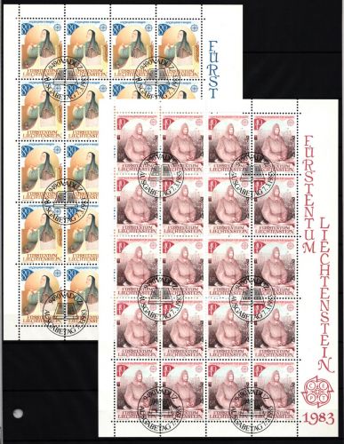 Liechtenstein 816 und 817 gestempelt Kleinbogensatz mit Ersttagsstempel #IH756