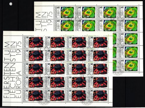 Liechtenstein 623 und 624 gestempelt Kleinbogensatz mit Ersttagsstempel #IH813