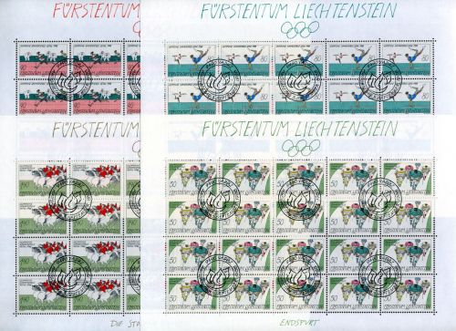 Liechtenstein 947-950 gestempelt als Kleinbögen, Ersttagssonderstempel #IG986