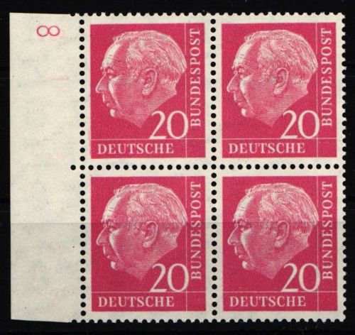 BRD 185 y Dz postfrisch 4er Block mit Druckerzeichen 8 #IR873