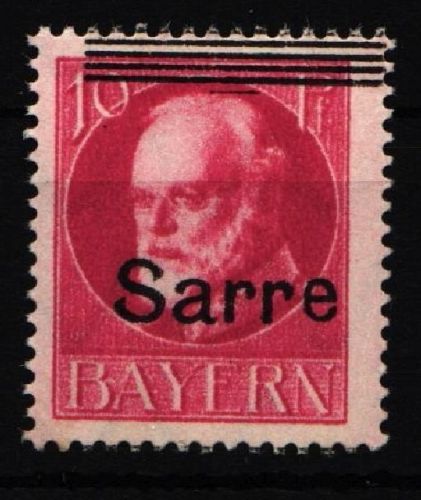 Saargebiet 19 F II postfrisch deutliche Verschiebung, geprüft Burger BPP #IR709
