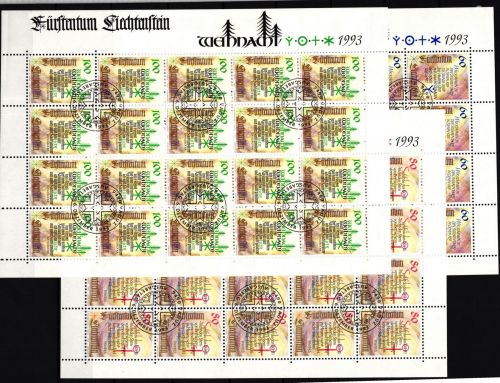 Liechtenstein 1073-1075 gestempelt Zusammendruckbögen mit Ersttagsstempel #II681