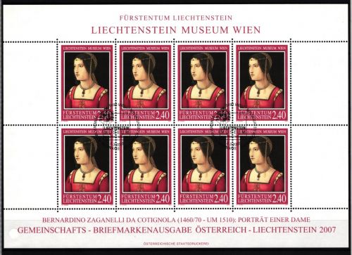 Liechtenstein 1437 gestempelt Kleinbogen mit Ersttagsstempel / Kunst #II596