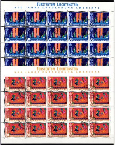 Liechtenstein 1033 und 1034 gestempelt Kleinbogensatz mit Ersttagsstempel #IH989
